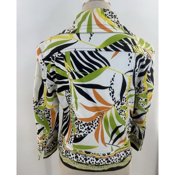 Euc Women’s Medium City Girl Nancy Bolen Tropical Print Jacket Reversible - Picture 4 of 8